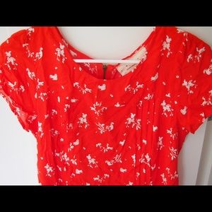 Red & White Floral Short-Sleeve Dress